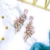 imageBriLove Womens Wedding Bridal Crystal Teardrop Multi Marquise Cluster Bling Dangle Earrings06Pink GoldTone