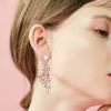 imageBriLove Womens Wedding Bridal Crystal Teardrop Multi Marquise Cluster Bling Dangle Earrings06Pink GoldTone