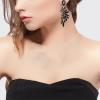 imageBriLove Womens Wedding Bridal Crystal Teardrop Multi Marquise Cluster Bling Dangle Earrings10Black GoldTone