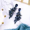 imageBriLove Womens Wedding Bridal Crystal Teardrop Multi Marquise Cluster Bling Dangle Earrings12Sapphire Color BlackTone