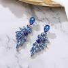 imageBriLove Womens Wedding Bridal Crystal Teardrop Multi Marquise Cluster Bling Dangle Earrings14Blue GoldTone