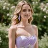 imageBriLove Womens Wedding Bridal Crystal Teardrop Multi Marquise Cluster Bling Dangle Earrings15Light Purple SilverTone