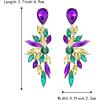 imageBriLove Womens Wedding Bridal Crystal Teardrop Multi Marquise Cluster Bling Dangle EarringsClip onColourful