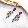 imageBriLove Womens Wedding Bridal Crystal Teardrop Multi Marquise Cluster Bling Dangle EarringsClip onColourful