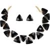 imageBriLove Art Deco Sparkly Triangle Statement Necklace Earrings Set for WomenBlack GoldTone