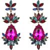imageBriLove Art Deco Vintage Inspired Rhinestone Marquise Teardrop Flower Statement Dangle Earrings for WomenMulticolor AntiqueGoldTone