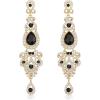imageBriLove Bridal Stunning Crystal Art Deco Long Chandelier Dangle Earrings for Women Wedding Party PromBlack GoldTone