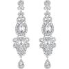 imageBriLove Bridal Stunning Crystal Art Deco Long Chandelier Dangle Earrings for Women Wedding Party PromClear SilverTone