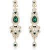 imageBriLove Bridal Stunning Crystal Art Deco Long Chandelier Dangle Earrings for Women Wedding Party PromEmerald Color GoldTone