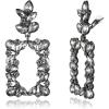 imageBriLove Clipon Dangle Earring Earrings Art Deco Sparkly Rhinestone Marquise Teardrop Rectangle Geometric Statement for WomenGrey BlackTone
