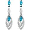 imageBriLove Womens Crystal Gorgeous Twisted Dual Chandelier Teardrop Fashion Pierced Dangle EarringsSilverTone Turquoise Color
