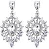 imageBriLove Womens Fashion Trendy Crystal Teardrop Halo Chandelier Dangle EarringsClear SilverTone