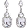 imageBriLove Womens Wedding Bridal Crystal Emerald Cut Infinity Figure 8 Chandelier Dangle Earrings01Clear SilverTone