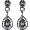 imageBriLove Womens Wedding Bridal Crystal Teardrop Infinity Chandelier Dangle EarringsGrey BlackTone