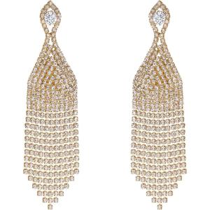 imageBriLove Fashion Long Chandelier Tassel Dangle Drop Earrings for Women Party Prom AccessoriesFringeGiold