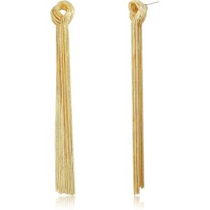 imageBriLove Fashion Long Chandelier Tassel Dangle Drop Earrings for Women Party Prom AccessoriesKnot GoldTone