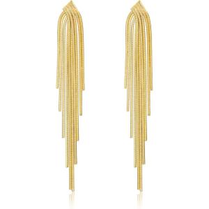 imageBriLove Fashion Long Chandelier Tassel Dangle Drop Earrings for Women Party Prom AccessoriesLinear GoldTone