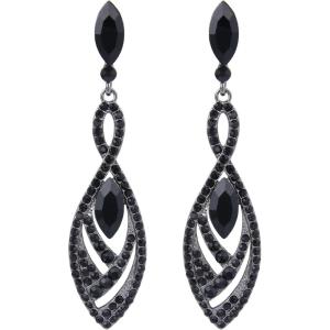imageBriLove Womens Crystal Gorgeous Twisted Dual Chandelier Teardrop Fashion Pierced Dangle EarringsBlack BlackTone
