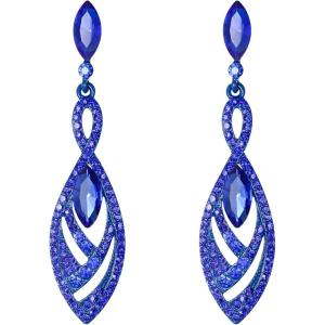 imageBriLove Womens Crystal Gorgeous Twisted Dual Chandelier Teardrop Fashion Pierced Dangle EarringsBlue BlueTone