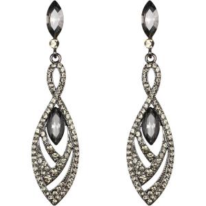 imageBriLove Womens Crystal Gorgeous Twisted Dual Chandelier Teardrop Fashion Pierced Dangle EarringsGrey BlackTone