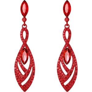imageBriLove Womens Crystal Gorgeous Twisted Dual Chandelier Teardrop Fashion Pierced Dangle EarringsRuby Color RedTone