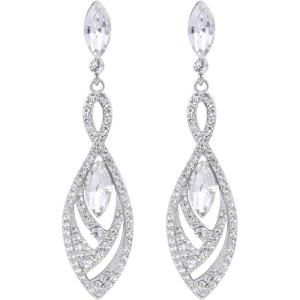 imageBriLove Womens Crystal Gorgeous Twisted Dual Chandelier Teardrop Fashion Pierced Dangle EarringsSilverTone Clear