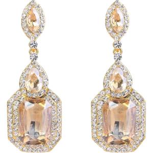 imageBriLove Womens Wedding Bridal Crystal Emerald Cut Infinity Figure 8 Chandelier Dangle Earrings02Champagne w Clear GoldTone