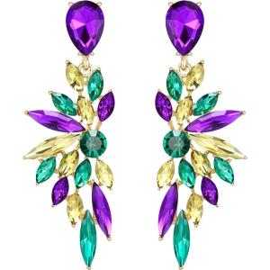 imageBriLove Womens Wedding Bridal Crystal Teardrop Multi Marquise Cluster Bling Dangle Earrings02Multicolor GoldToned