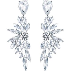 imageBriLove Womens Wedding Bridal Crystal Teardrop Multi Marquise Cluster Bling Dangle Earrings07Clear SilverTone