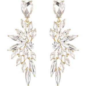 imageBriLove Womens Wedding Bridal Crystal Teardrop Multi Marquise Cluster Bling Dangle Earrings13Clear GoldTone