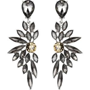 imageBriLove Womens Wedding Bridal Crystal Teardrop Multi Marquise Cluster Bling Dangle Earrings16Grey SilverTone