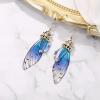 imageBriLove Butterfly Wing Hook Earrings Elegant Crystal Insect Dragonfly Drop Dangle Jewelry for WomenBlue Antiqued GoldTone