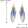 imageBriLove Butterfly Wing Hook Earrings Elegant Crystal Insect Dragonfly Drop Dangle Jewelry for WomenBlue Antiqued GoldTone