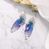imageBriLove Butterfly Wing Hook Earrings Elegant Crystal Insect Dragonfly Drop Dangle Jewelry for WomenBlue SilverTone