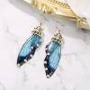 imageBriLove Butterfly Wing Hook Earrings Elegant Crystal Insect Dragonfly Drop Dangle Jewelry for WomenBlue Topaz Antiqued GoldTone
