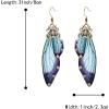 imageBriLove Butterfly Wing Hook Earrings Elegant Crystal Insect Dragonfly Drop Dangle Jewelry for WomenBlue Topaz Antiqued GoldTone