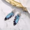 imageBriLove Butterfly Wing Hook Earrings Elegant Crystal Insect Dragonfly Drop Dangle Jewelry for WomenBlue Topaz SilverTone