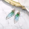 imageBriLove Butterfly Wing Hook Earrings Elegant Crystal Insect Dragonfly Drop Dangle Jewelry for WomenGreen Camo Antiqued GoldTone