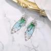 imageBriLove Butterfly Wing Hook Earrings Elegant Crystal Insect Dragonfly Drop Dangle Jewelry for WomenGreen Camo SilverTone