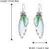 imageBriLove Butterfly Wing Hook Earrings Elegant Crystal Insect Dragonfly Drop Dangle Jewelry for WomenGreen Camo SilverTone