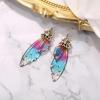 imageBriLove Butterfly Wing Hook Earrings Elegant Crystal Insect Dragonfly Drop Dangle Jewelry for WomenMulticolor Antiqued GoldTone