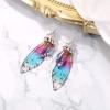 imageBriLove Butterfly Wing Hook Earrings Elegant Crystal Insect Dragonfly Drop Dangle Jewelry for WomenMulticolor SilverTone