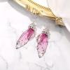 imageBriLove Butterfly Wing Hook Earrings Elegant Crystal Insect Dragonfly Drop Dangle Jewelry for WomenPink SilverTone