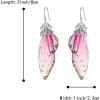 imageBriLove Butterfly Wing Hook Earrings Elegant Crystal Insect Dragonfly Drop Dangle Jewelry for WomenPink SilverTone