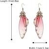 imageBriLove Butterfly Wing Hook Earrings Elegant Crystal Insect Dragonfly Drop Dangle Jewelry for WomenPurple Pink Antiqued GoldTone