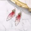 imageBriLove Butterfly Wing Hook Earrings Elegant Crystal Insect Dragonfly Drop Dangle Jewelry for WomenPurple Pink Antiqued GoldTone