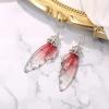 imageBriLove Butterfly Wing Hook Earrings Elegant Crystal Insect Dragonfly Drop Dangle Jewelry for WomenPurple Pink SilverTone