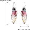 imageBriLove Butterfly Wing Hook Earrings Elegant Crystal Insect Dragonfly Drop Dangle Jewelry for WomenPurple SilverTone