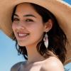 imageBriLove Butterfly Wing Hook Earrings Elegant Crystal Insect Dragonfly Drop Dangle Jewelry for WomenPurple SilverTone
