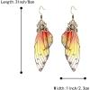 imageBriLove Butterfly Wing Hook Earrings Elegant Crystal Insect Dragonfly Drop Dangle Jewelry for WomenYellow Antiqued GoldTone